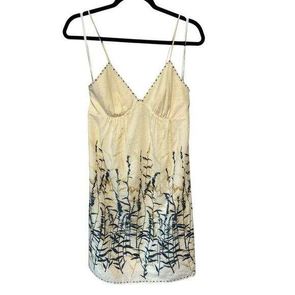 BCBG BCBGMAXAZRIA Silk Blend Bamboo Cream Floral Slip Tank Mini sundress Dress - Picture 2 of 12